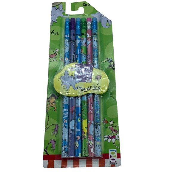 Dr. Seuss Horton Hears A Who 6 Pack Wooden Pencils Raymond Geddes HB#2 - Picture 1 of 7